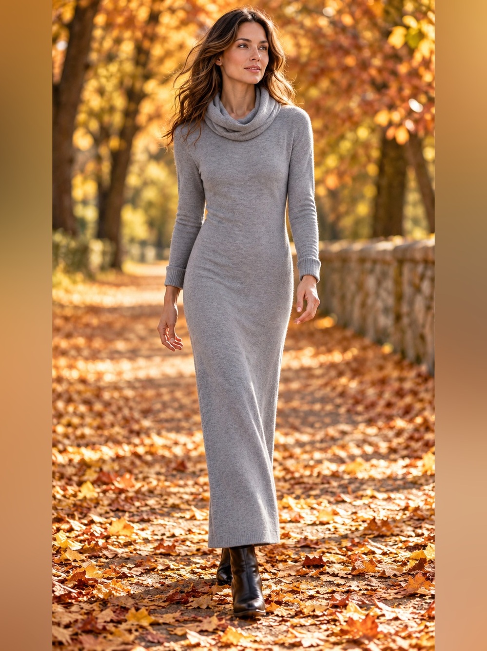Francesca for Damon 100% Cashmere grey knit, cowl neck maxi dress size 8